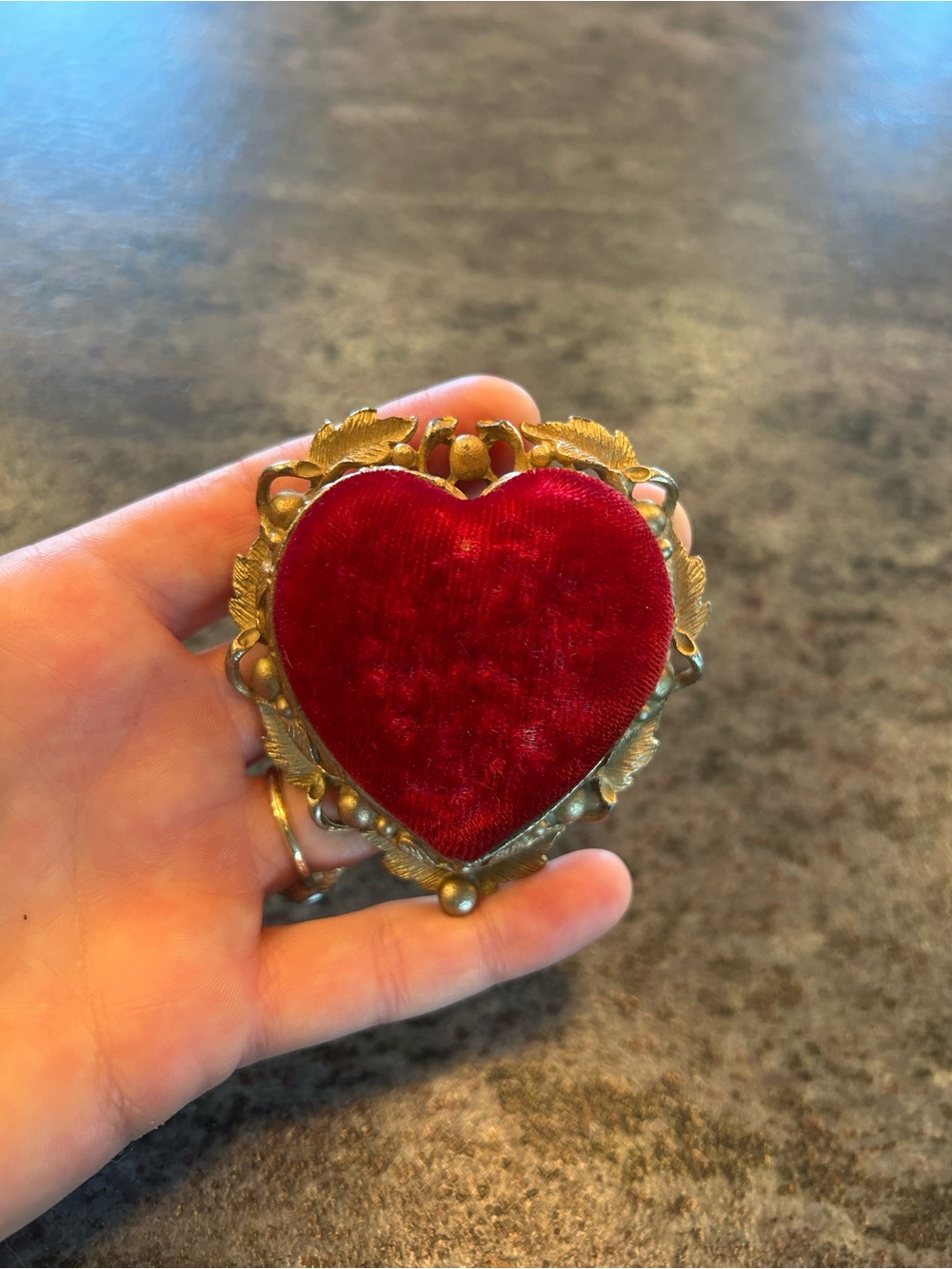 Vintage-Inspired Red Velvet Heart Pin cushion